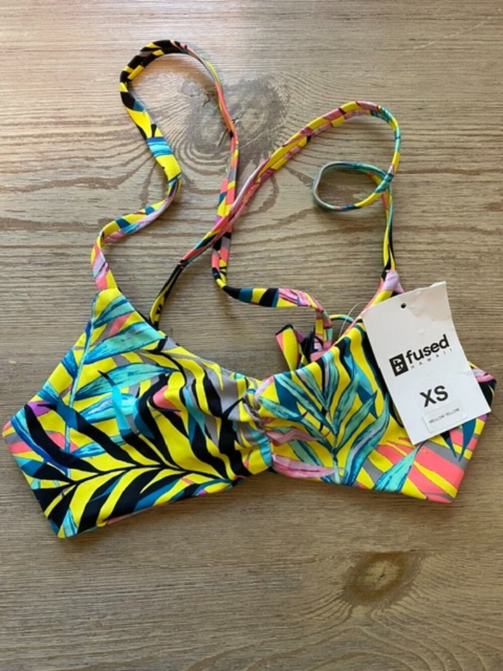 Fused Hawaii Tie Bikini Top NWT